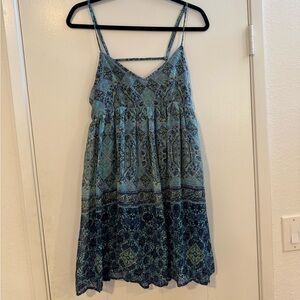 ILLA ILLA Blue and Green Patterned Dress